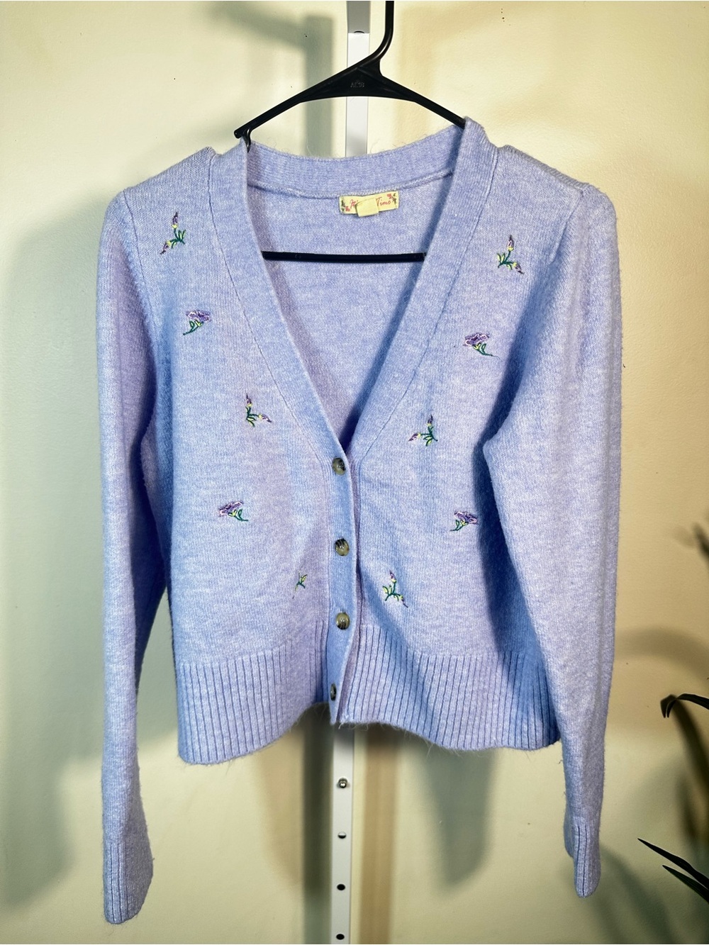 G34. It’s our time- Lavender Embroidered V-neck Cardigan Sweater - large
